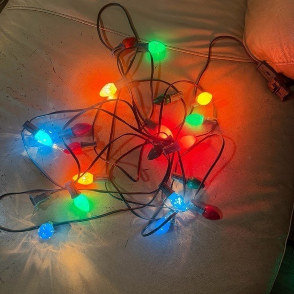 Vintage 80s 90s Colorful String Lights Color Christmas Strand Lighting Cord